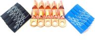 🔗 set of 10 4 gauge copper ring terminals with blue/black heat shrink tubing lugs (3/8") logo