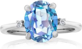 img 3 attached to 925 Sterling Silver Blue Mystic Topaz Engagement Ring - Gem Stone King Jewelry 2.52 Cttw (Sizes 5, 6, 7, 8, 9)