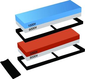 img 4 attached to 🔪 Набор точильных камней с двусторонней заточкой - DIBALA 2-в-1 точильный камень для затачивания ножей с подложкой из силикона, зерно 1000/6000 и 3000/8000, безопасный набор для заточки ножей.