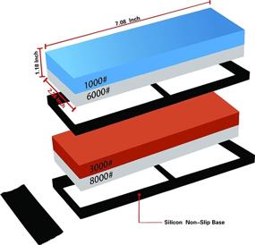 img 3 attached to 🔪 Набор точильных камней с двусторонней заточкой - DIBALA 2-в-1 точильный камень для затачивания ножей с подложкой из силикона, зерно 1000/6000 и 3000/8000, безопасный набор для заточки ножей.