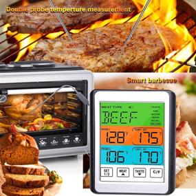 img 2 attached to 🌡️ Wireless Dual Probe Digital Meat Thermometer - Grill Thermometer for Cooking, BBQ, Grilling, Smoking - Indoor Outdoor Thermometer for Grills