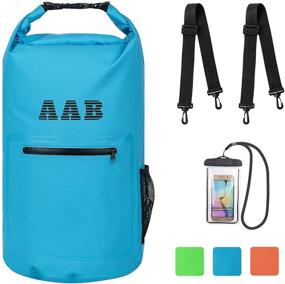 img 4 attached to 🎒 Водонепроницаемый рюкзак сухого типа AAB: 10L/20L с передним карманом на молнии и чехлом для телефона – идеальный для рафтинга, катания на лодках, плавания, пляжа и рыбалки.