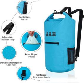 img 3 attached to 🎒 Водонепроницаемый рюкзак сухого типа AAB: 10L/20L с передним карманом на молнии и чехлом для телефона – идеальный для рафтинга, катания на лодках, плавания, пляжа и рыбалки.