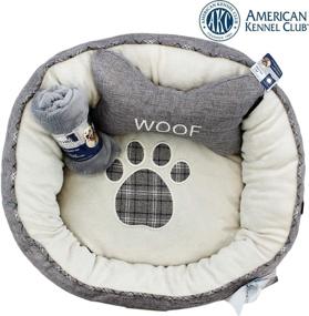 img 3 attached to 🐾 Ultimate American Kennel Club Paw Round Pet Bed Gift Set: Complete with Pillow & Throw for Unparalleled Comfort!