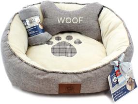 img 4 attached to 🐾 Ultimate American Kennel Club Paw Round Pet Bed Gift Set: Complete with Pillow & Throw for Unparalleled Comfort!