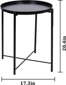 img 3 attached to 🪑 JYXYT Tray Metal End Table: Foldable Nightstand with Storage, Anti-Rust, Waterproof - Small Round Side Table for Indoor/Outdoor Use (16.54'' x 20.48'', Black)