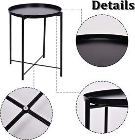 img 2 attached to 🪑 JYXYT Tray Metal End Table: Foldable Nightstand with Storage, Anti-Rust, Waterproof - Small Round Side Table for Indoor/Outdoor Use (16.54'' x 20.48'', Black)