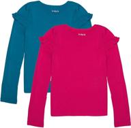 👚 kidpik ruffle crew 2pk: long sleeve tee shirts for girls with stylish ruffle detailing logo