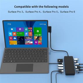 img 2 attached to 🔌 Ultimate 12 in 1 Surface Dock: USB C Hub Docking Station with 2USB3.0, 2USB2.0, 3.5mm Audio, 4K HDMI, Mini DP, Gigabit Ethernet, SD Card Reader, QC 3.0 - Compatible with Surface Pro 3, 4, 5, 6