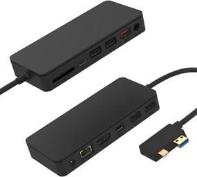 img 4 attached to 🔌 Ultimate 12 in 1 Surface Dock: USB C Hub Docking Station with 2USB3.0, 2USB2.0, 3.5mm Audio, 4K HDMI, Mini DP, Gigabit Ethernet, SD Card Reader, QC 3.0 - Compatible with Surface Pro 3, 4, 5, 6