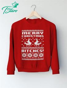 img 3 attached to 🎄 Festive Fun: 'It's Christmas Bitches' Humping Reindeer Sweater Style Sweatshirt – Perfect for Women!