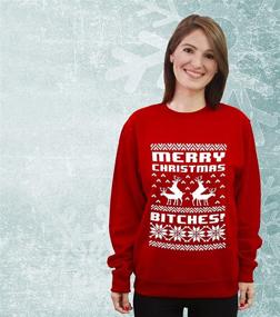 img 1 attached to 🎄 Festive Fun: 'It's Christmas Bitches' Humping Reindeer Sweater Style Sweatshirt – Perfect for Women!