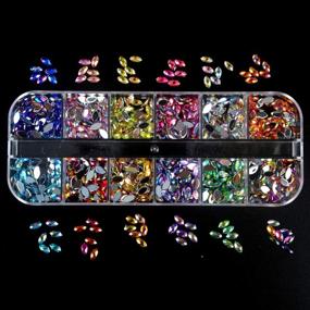 img 3 attached to Vibrant Multicolor Nail Art Rhinestones Kit with Tweezers and Brush - 5 Boxes of Nail Crystal Gems, Diamonds, and Horse Eye Rhinestones: Nail Art Supplies for Beautiful Nail Designs (colorful1)
