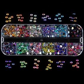 img 2 attached to Vibrant Multicolor Nail Art Rhinestones Kit with Tweezers and Brush - 5 Boxes of Nail Crystal Gems, Diamonds, and Horse Eye Rhinestones: Nail Art Supplies for Beautiful Nail Designs (colorful1)
