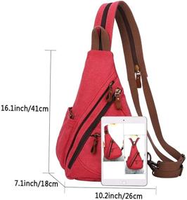 img 3 attached to 🎒 Small Canvas Sling Bag - Crossbody Backpack for Outdoor Cycling, Hiking, and Travel - Shoulder Casual Daypack Rucksack for Men and Women (Red 6881)