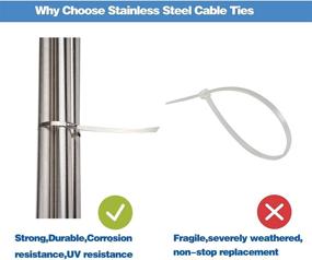 img 2 attached to 🔗 100pcs 11.8 inch Stainless Steel Metal Cable Ties - Versatile Wire Ties for Exhaust Wrapping, Fence & Canopy Use - Chrome Zip Ties for Outdoor Applications