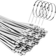 🔗 100pcs 11.8 inch stainless steel metal cable ties - versatile wire ties for exhaust wrapping, fence & canopy use - chrome zip ties for outdoor applications logo