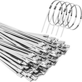 img 4 attached to 🔗 100pcs 11.8 inch Stainless Steel Metal Cable Ties - Versatile Wire Ties for Exhaust Wrapping, Fence & Canopy Use - Chrome Zip Ties for Outdoor Applications