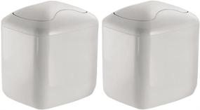 img 4 attached to 🗑️ mDesign Modern Plastic Square Mini Wastebasket Trash Can Dispenser with Swing Lid - 2 Pack - Light Gray