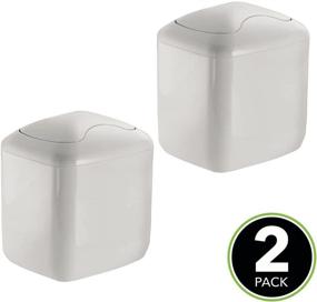 img 3 attached to 🗑️ mDesign Modern Plastic Square Mini Wastebasket Trash Can Dispenser with Swing Lid - 2 Pack - Light Gray