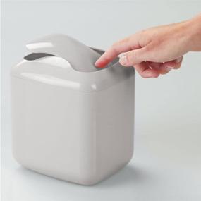 img 1 attached to 🗑️ mDesign Modern Plastic Square Mini Wastebasket Trash Can Dispenser with Swing Lid - 2 Pack - Light Gray