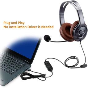 img 3 attached to 🎧 Enhanced Noise Cancelling USB Headset with Microphone, Volume Controls, and Voice Recognition Mic for Dragon, Teams, Zoom, Skype, Softphones, Conference Calls, Online Courses, Gaming, and More