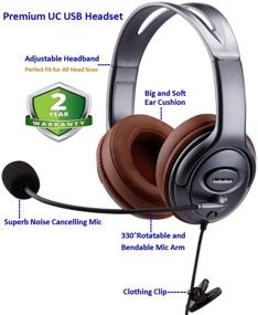 img 1 attached to 🎧 Enhanced Noise Cancelling USB Headset with Microphone, Volume Controls, and Voice Recognition Mic for Dragon, Teams, Zoom, Skype, Softphones, Conference Calls, Online Courses, Gaming, and More