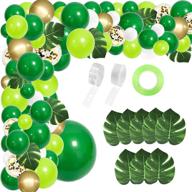 134pcs jungle party balloons garland arch kit - green balloons arch decoration with artificial tropical palm leaves for jungle party, shower, birthday party and animal theme party - rubfac логотип