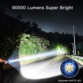 img 3 attached to High Lumens Rechargeable Flashlight: Upgraded P70 LED with 90000 Lumens, 3 Modes & Zoomable for Outdoor Emergencies - Includes 26650 Battery