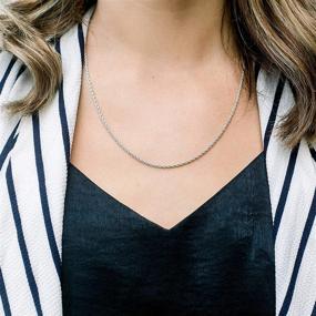 img 2 attached to KISPER 24K White Gold Plated Stainless Steel Rope Chain Necklace - Sleek 2mm
