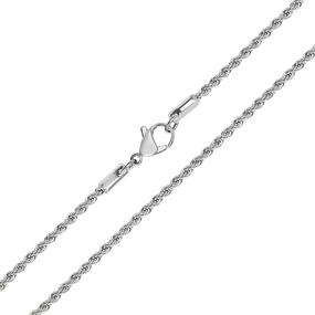 img 3 attached to KISPER 24K White Gold Plated Stainless Steel Rope Chain Necklace - Sleek 2mm
