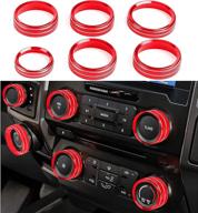 🔴 enhance your ford f150 xlt interior with red air conditioner switch knob ring covers - 6 pcs compatible with 2015-2019 - trailer, volume, 4wd, tune button covers included logo