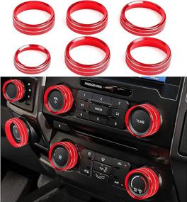 img 4 attached to 🔴 Enhance Your Ford F150 XLT Interior with Red Air Conditioner Switch Knob Ring Covers - 6 Pcs Compatible with 2015-2019 - Trailer, Volume, 4WD, Tune Button Covers Included