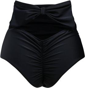 img 4 attached to 👙 Zohamung Women's High Waisted Brazilian Bikini Bottoms: Cheeky Cut, Bow Detail, Ruched Tankini Panties