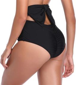 img 1 attached to 👙 Zohamung Women's High Waisted Brazilian Bikini Bottoms: Cheeky Cut, Bow Detail, Ruched Tankini Panties