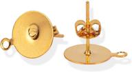 100шт плоские круглые золотые штифты для сережек из нержавеющей стали - штыри для сережек с петелькой, 10мм плоская подушка - компоненты для создания сережек для поиска - отверстие 1,5 мм, штифт 0,8 мм. логотип