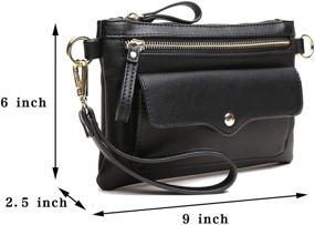 img 3 attached to 👜 CrossLandy Mini Multi-Functional Zipper Pocket Crossbody Bag for Women Wristlet Clutch Lady Small Purse Casual Shoulder Handbags - Black