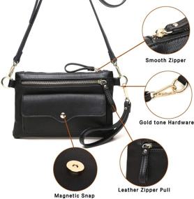 img 1 attached to 👜 CrossLandy Mini Multi-Functional Zipper Pocket Crossbody Bag for Women Wristlet Clutch Lady Small Purse Casual Shoulder Handbags - Black