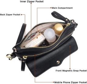 img 2 attached to 👜 CrossLandy Mini Multi-Functional Zipper Pocket Crossbody Bag for Women Wristlet Clutch Lady Small Purse Casual Shoulder Handbags - Black