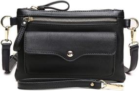 img 4 attached to 👜 CrossLandy Mini Multi-Functional Zipper Pocket Crossbody Bag for Women Wristlet Clutch Lady Small Purse Casual Shoulder Handbags - Black