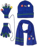 kidorable boys blue sports hat/scarf/glove set: soccer, football & more! logo