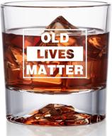 🥃 unique retirement gift for senior men - old lives matter whiskey glass | funny gag idea for dad, grandpa, husband | perfect christmas, birthday, anniversary present drinking bourbon or scotch logo