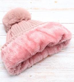 img 2 attached to MIRMARU Kids Girls & Boys Soft Warm Winter Knitted Beanie Hats with Faux Fur Pom Pom and Sherpa Lining - Ages 3-6