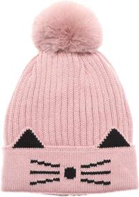 img 4 attached to MIRMARU Kids Girls & Boys Soft Warm Winter Knitted Beanie Hats with Faux Fur Pom Pom and Sherpa Lining - Ages 3-6