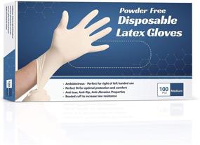 img 1 attached to 🧤 High-Quality Powder-Free Disposable Latex Gloves - Box of 100 (Medium Size)