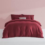 🛏️ sonive super soft double brushed microfiber duvet cover set - breathable and luxurious bedding (burgundy, king) logo