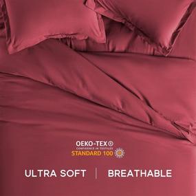 img 1 attached to 🛏️ SONIVE Super Soft Double Brushed Microfiber Duvet Cover Set - Breathable and Luxurious Bedding (Burgundy, King)