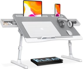 img 4 attached to 🖥️ KLEAR X-Large Grey Laptop Desk: Adjustable Heights and Angles for Bed, Portable and Foldable - Perfect for Eating, Working, Writing, Gaming, Drawing