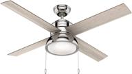 🔵 enhance your space with the hunter loki indoor ceiling fan, 52", polished nickel – featuring led light and convenient pull chain control логотип