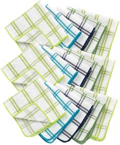 img 1 attached to 🧼 5-Pack Ritz Cotton Dish Cloth with Poly Scour Side, Blue/Green, 12x12-Inch